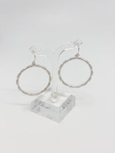 Load image into Gallery viewer, Silver tone bamboo dangle earrings
